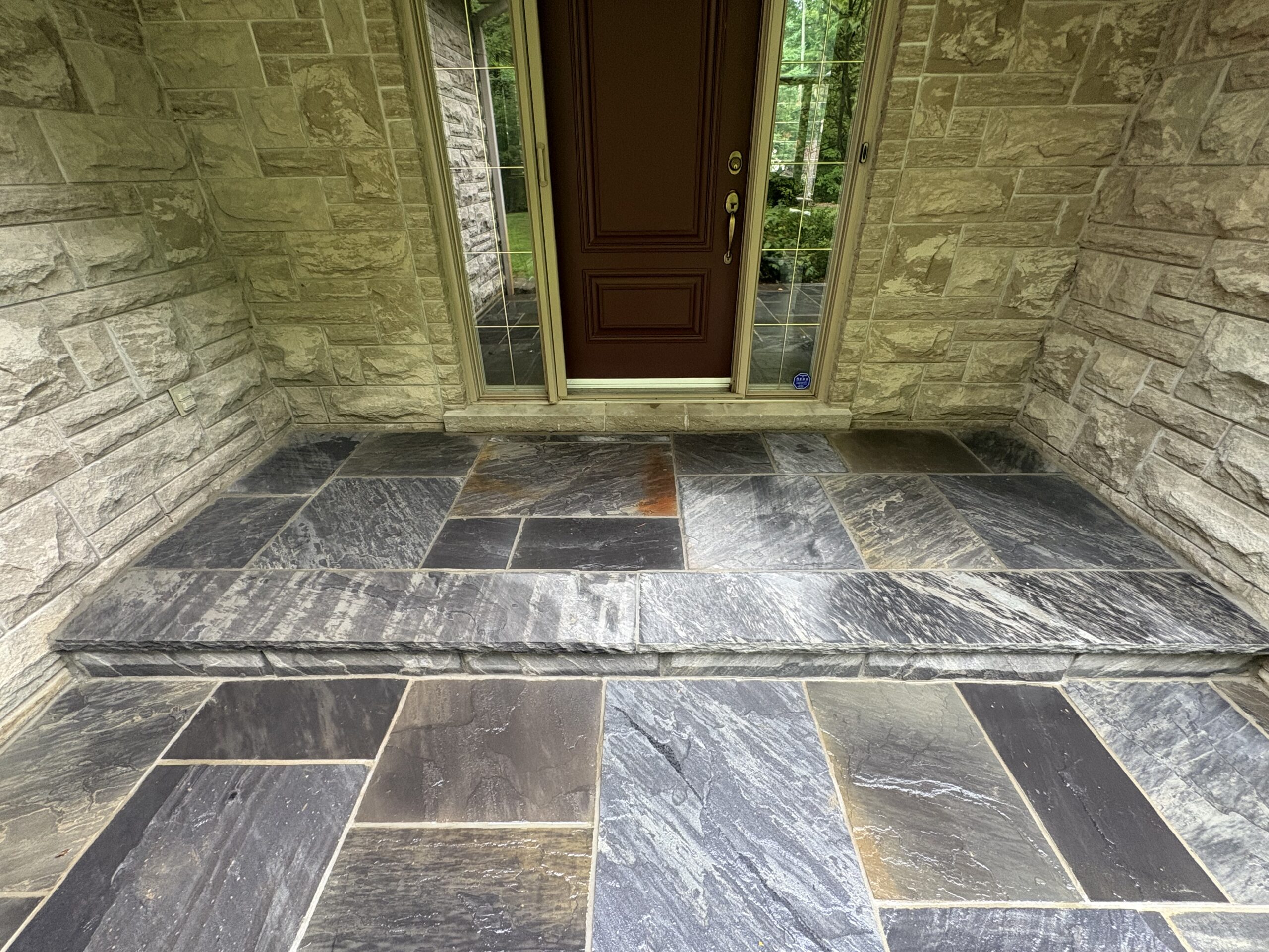 Stone porch installation