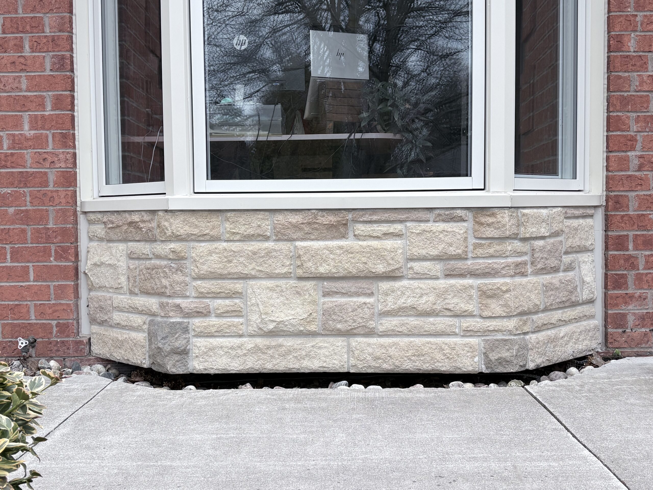 Wood to stone facade